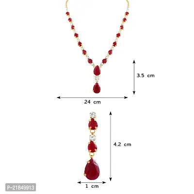 Oviya Gold Plated Ruby Pink Charismatic Necklace Set with Crystals for Women with Free Silver Laxmi Coin NL2103114GCI-thumb5