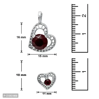 Mahi with Swarovski Elements Red Stylized Heart Rhodium Plated Pendant Set for Women NL1104139RRed-thumb5
