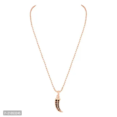 Mahi Rose Gold Plated Claw Shaped Black Crystals Unisex Pendant with Chain (PS1101813ZBla)-thumb3