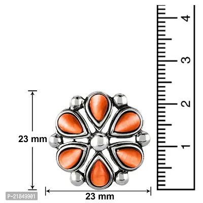 Mahi Monalisa Cats Eye Light Orange Flower Rhodium Plated Earrings for Women ER1109417RLOra-thumb3