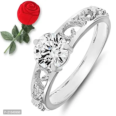 Mahi Remarkable Solitaire Finger Ring Made with Swarovski Zirconia with Rose Shaped Box for Women FR1105004RCBx16