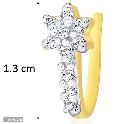 Oviya Floral Nose Pin with Cubic Zirconia for Women and Girls NR1100154G-thumb3