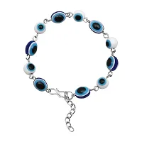 Mahi Rhodium Plated Evil Eye Beaded Adjustable Link Unisex Bracelet (BR1101027R)-thumb2