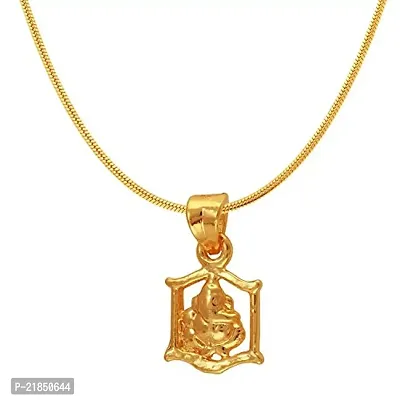 Mahi Exa Collection Ganpati Gold Plated Religious God Pendant with Chain for Men  Women PS6012006G