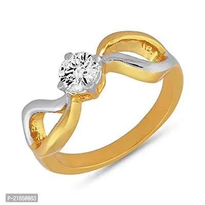 Mahi with Swarovski Zirconia Solitaire Drop Gold and Rhodium Dual Tone Finger Ring for Women FR1105039M12