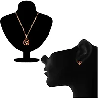 Mahi Valentine Gift Rose Gold Plated Red Crystal Dual Heart Pendant Set with free Teddy for women NL1103761ZTed-thumb1