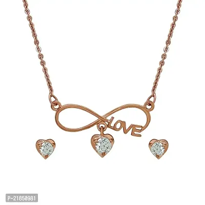 Mahi Rose Gold Plated Valentine's Day Gift Infinite Love Pendant Set with Crystals for Women NL1103688Z