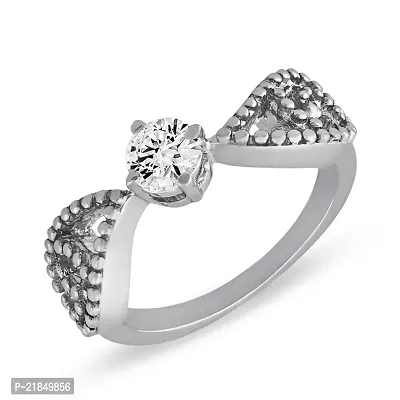 Mahi with Swarovski Zirconia Solitaire Paisley Drop Rhodium Plated Finger Ring for Women FR1105045R12