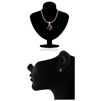 Mahi with Swarovski Elements Red Victorian Heart Rhodium Plated Pendant Set for Women NL1104141RRed-thumb3