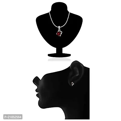 Mahi with Swarovski Elements Red Victorian Heart Rhodium Plated Pendant Set for Women NL1104141RRed-thumb4