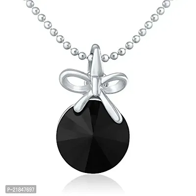 Mahi with Swarovski Crystals Black Bow Rhodium Plated Pendant with Chain for Women PS1194080RBla