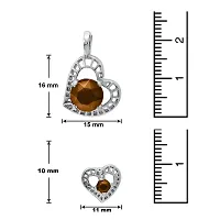 Mahi with Swarovski Elements Brown Stylized Heart Rhodium Plated Pendant Set for Women NL1104139RBro-thumb4