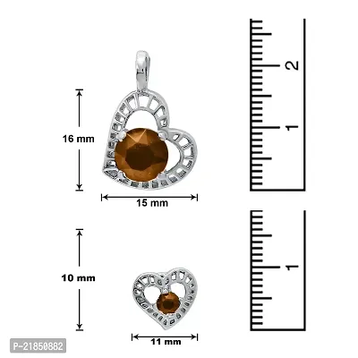 Mahi with Swarovski Elements Brown Stylized Heart Rhodium Plated Pendant Set for Women NL1104139RBro-thumb5