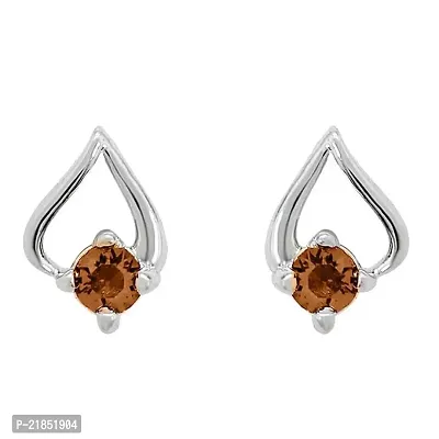 Mahi with Swarovski Elements Brown Drop Paisley Rhodium Plated Earring for Women ER1194138RBro-thumb0