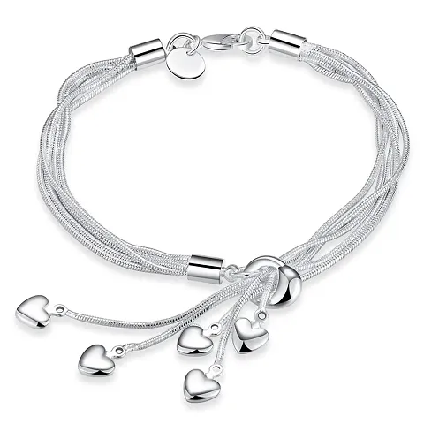 Mahi Heart Charm Plated Alloy Bracelet for Women