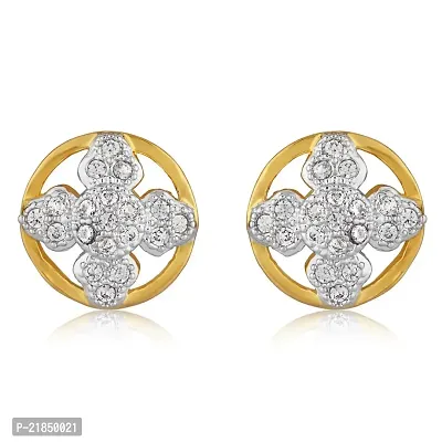 Mahi Gold Plated Fancy Blossom Stud Earrings with CZ for Women ER1100540G