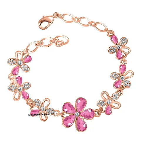 Oviya Plated Exquisite Floral Link Bracelet with Crystal for Women BR2100297ZPin