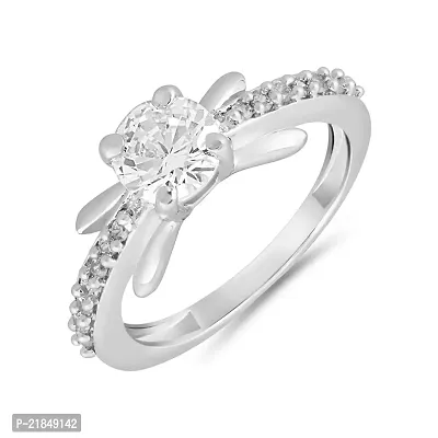 Mahi Rhodium Plated Enamour Silver Finger Ring with CZ for Women FR1100634R