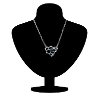 Mahi CZ Blue Flower Rhodium Plated Pendant for Women PS1193668RBlu-thumb1