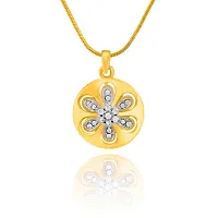 Mahi Valentine Love Gold Plated Enchanted Lotus Pendant Set with Crystals for Women NL1101777G-thumb1