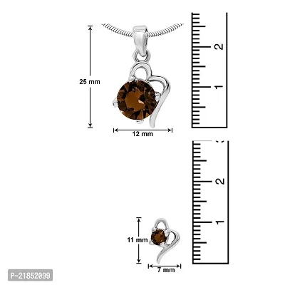 Mahi with Swarovski Crystals Brown Victorian Heart Rhodium Plated Pendant Set for Women (NL1104141RCBro)-thumb5