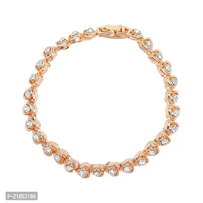 Mahi Rose Gold Plated Tiny Heart White Crystals Bracelet for Women (BR1100453ZWhi)-thumb0