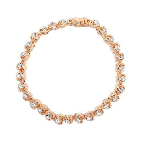 Mahi Tiny Hearts Crystal Single Strand Bracelet for Women (PABR1100128PR)