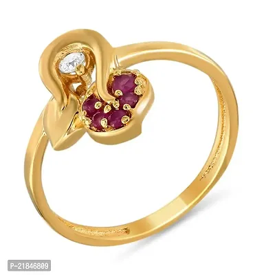 Mahi Ruby  CZ 24K Gold Plated Fashion Finger Ring for Women FR1100307G10