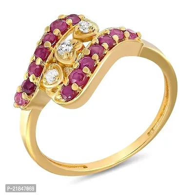 Mahi Ruby  CZ 24K Gold Plated Fashion Finger Ring for Women FR1100306G14