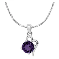 Mahi with Swarovski Elements Violet Victorian Heart Rhodium Plated Pendant Set for Women NL1104141RVio-thumb1