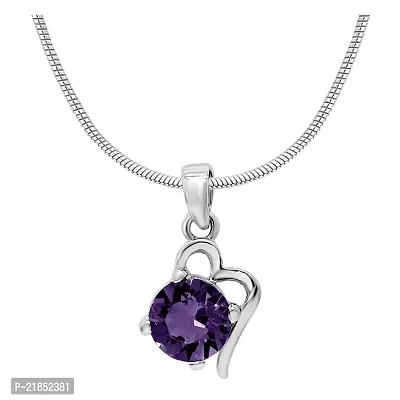 Mahi with Swarovski Elements Violet Victorian Heart Rhodium Plated Pendant Set for Women NL1104141RVio-thumb2