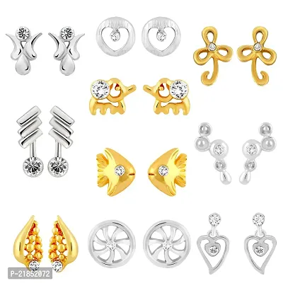 Mahi Combo of 10 Samll Crystal Stud Earrings for girls and women CO1105273M