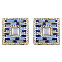 Mahi Squarish Dangler Earrings with Crystals and Blue Meenakari Enamel for Women (ER11098145GBlu)-thumb2