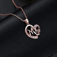 Mahi Rose Gold Plated Dual Heart Pendant for Mom with White Crystal stones PS1101698Z-thumb3