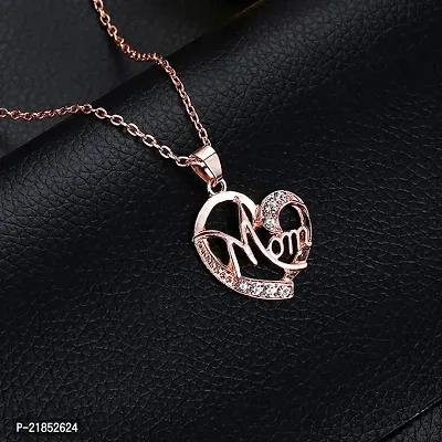 Mahi Rose Gold Plated Dual Heart Pendant for Mom with White Crystal stones PS1101698Z-thumb4