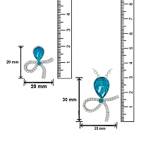 Mahi Rhodium Plated Combo of Blue Solitaire Crystal Designer Pendant Set Finger Ring and Bracelet CO1105030RBlu-thumb2