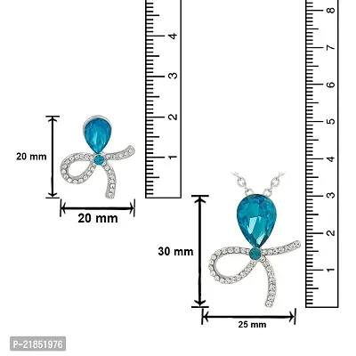 Mahi Rhodium Plated Combo of Blue Solitaire Crystal Designer Pendant Set Finger Ring and Bracelet CO1105030RBlu-thumb3