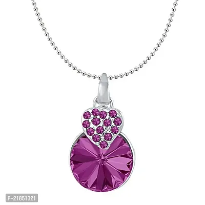 Mahi Fushia Purple Swarovski Crystals Heart Pendant for Women and Girls PS1194089RFus