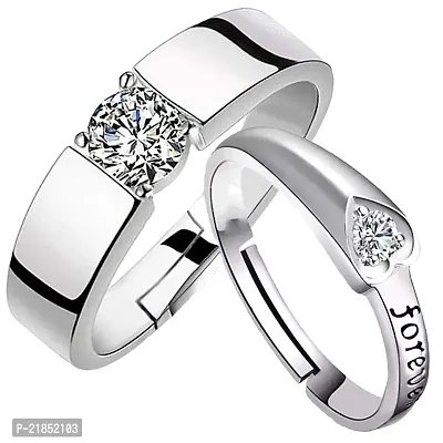 Mahi Valentine Gift Proposal Couple Ring Set with Cubic Zirconia for Men  Women (FRCO1103080R)-thumb0