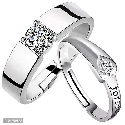 Mahi Valentine Gift Proposal Couple Ring Set with Cubic Zirconia for Men  Women (FRCO1103080R)