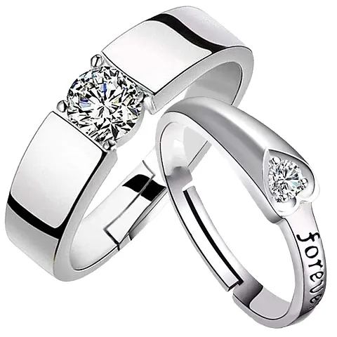 Mahi Valentine Gift Proposal Couple Ring Set with Cubic Zirconia for Men Women (FRCO1103080R)