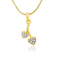 Mahi Gold Plated Double Hanging Hearts Pendant Set with Crystals for Women NL1101772GWhi-thumb1