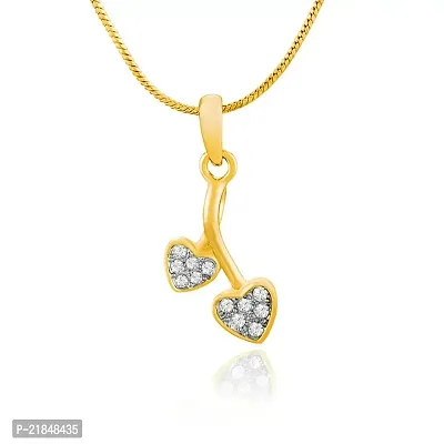 Mahi Gold Plated Double Hanging Hearts Pendant Set with Crystals for Women NL1101772GWhi-thumb2