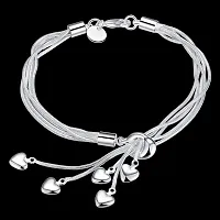 Mahi Heart Charm Silver Rhodium Plated Alloy Bracelet for Women-thumb2