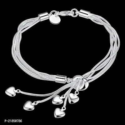 Mahi Heart Charm Silver Rhodium Plated Alloy Bracelet for Women-thumb3