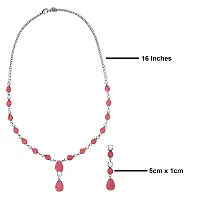 Mahi Rhodium Plated Cute  Delicate Pink, White Crystals Necklace Set for Women (NL1103805RPin)-thumb3