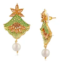 Mahi Meenakari Work Floral Dangler Earrings with Crystal and Artificial Pearl for Womens (ER1109674G)-thumb2