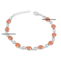 Oviya Rhodium Plated Orange Crystal Link Adjustable Bracelet for Women BR2100358R-thumb1