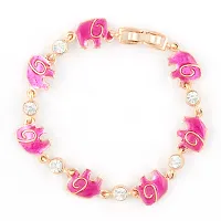 Mahi Crystal Pink Elephant Rose Gold Plated Bracelet for Women BR1100257ZPin-thumb1