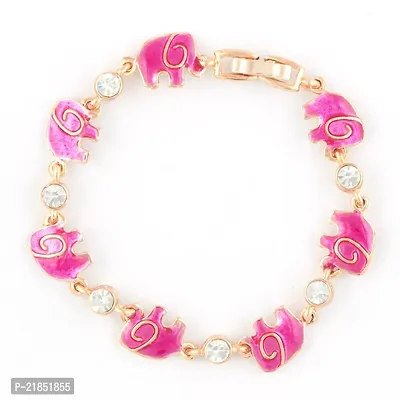 Mahi Crystal Pink Elephant Rose Gold Plated Bracelet for Women BR1100257ZPin-thumb2